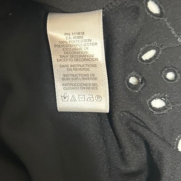 Michael Kors Boho Eyelet Dress L Black‎ Stretch Cinched High Waist Resort Travel - Picture 9 of 12